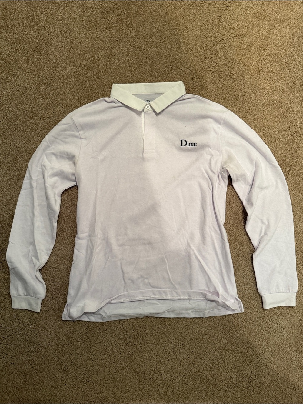 Dime White Long-Sleeve Polo Shirt